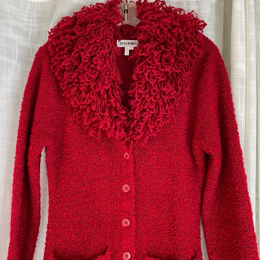 Long (calf length) Red sweater .